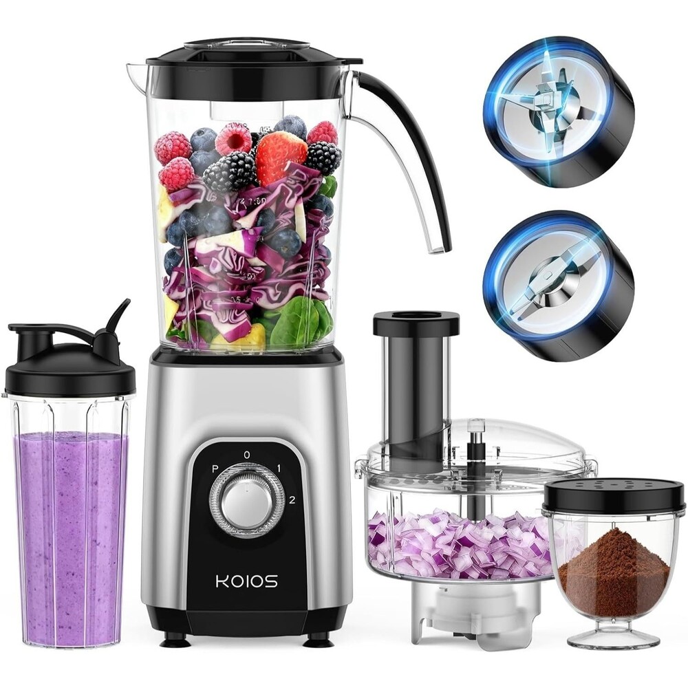 Blender/Food Processor Combo Max 1000W, 4 in 1 34oz Pitcher, 22oz Blending Cu...